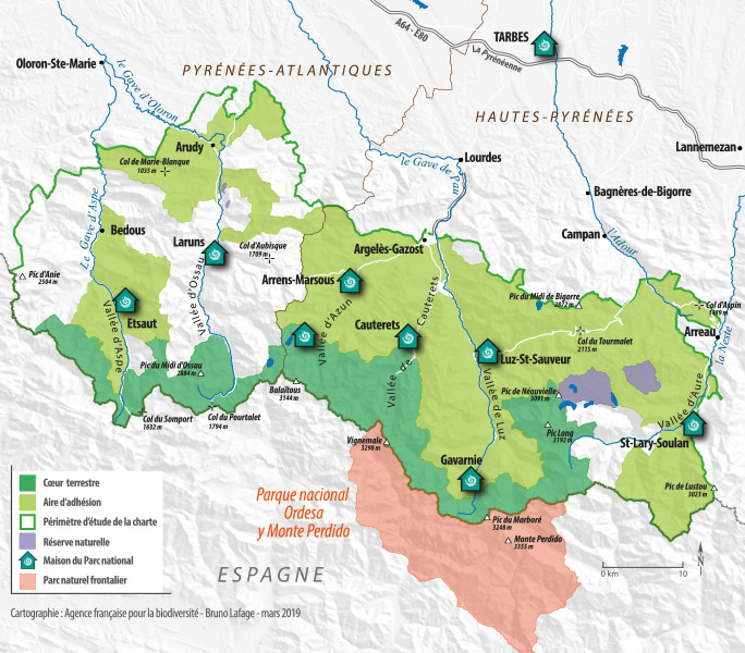 Carte du Parc national des Pyrénées
