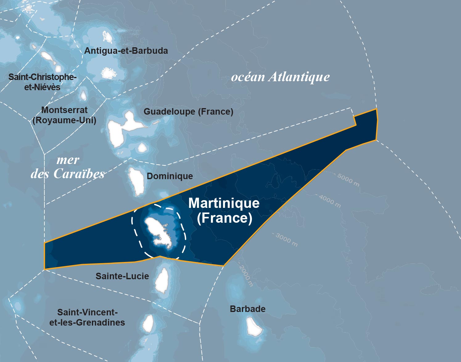 Carte du Parc naturel marin de Martinique