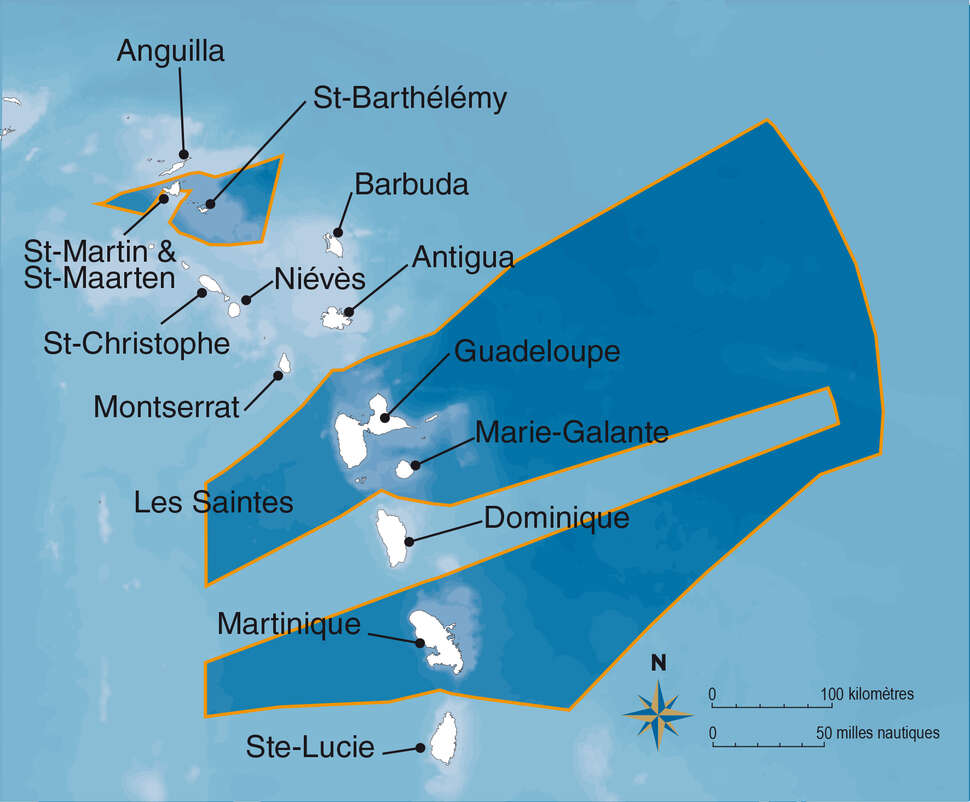 Carte de périmètre du sanctuaire Agoa. Crédit : Office français de la biodiversité