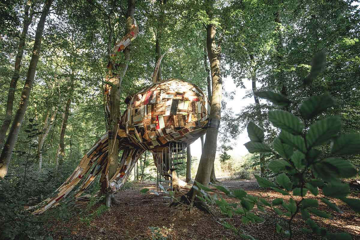 Une des œuvres du festival d’art contemporain Forêt monumentale, organisé par la métropole Rouen Normandie avec l’ONF. Crédit photo : A. Aubry / Métropole Rouen Normandie