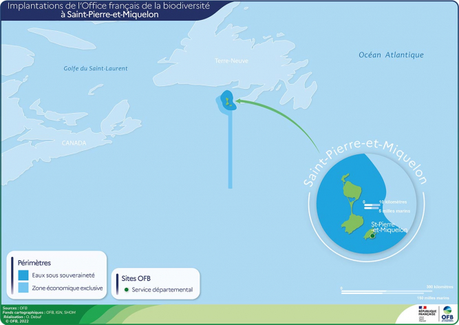 Carte de l'implantation de l'OFB à Saint-Pierre-et-Miquelon