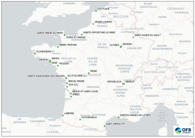 Sites de baguages du canard souchet