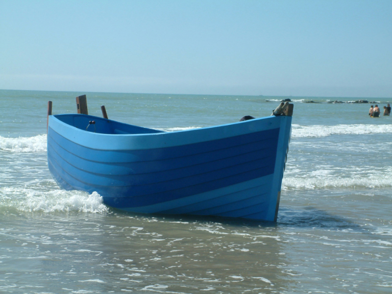 Le flobart, un bateau d'échouage utilisé pour la pêche sur la côte d'Opale. Crédit photo : Marie-Dominique Monbrun / OFB