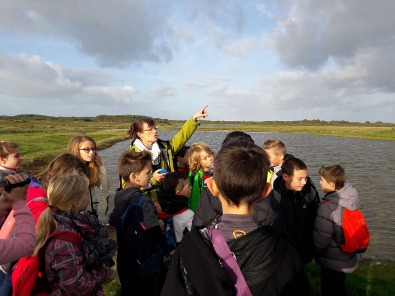Classe de CM2 de l'école de Fort-Mahon-Plage, dans sa première année du projet aire marine éducative. Crédit photo : Séverine Loton