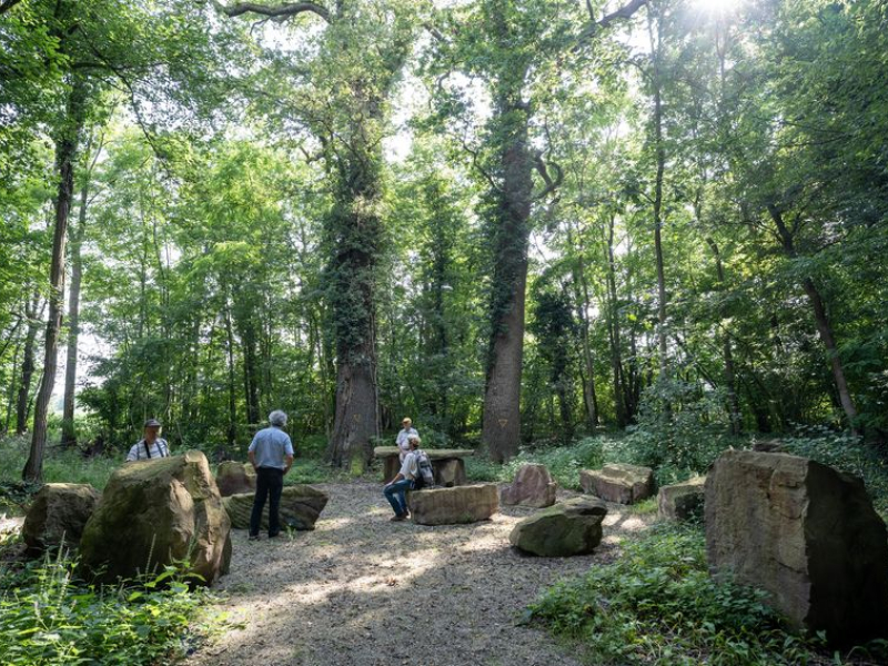 Autel d’inspiration mégalithique de la forêt sanctuaire. Crédit photo : Commune de Muttersholtz