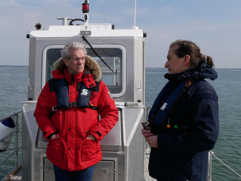 François Deluga, président du conseil de gestion, et Melina Roth, directrice du Parc naturel marin. Crédit photo : Romuald Chaigneau / OFB