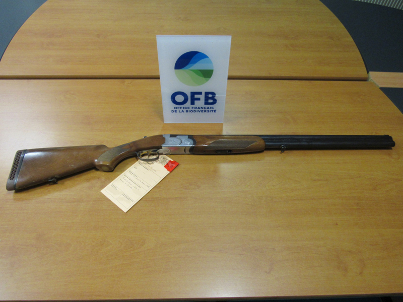 Fusil de chasse saisi. Crédit photo : Christian Benoît / OFB