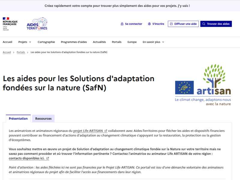 Les aides pour les Solutions d'adaptation fondées sur la nature (SafN)