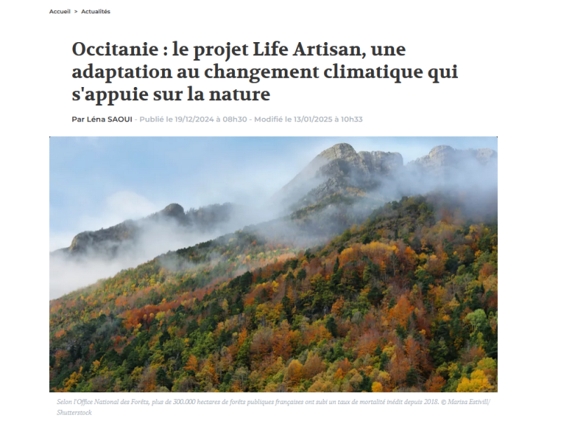 Occitanie : le projet Life Artisan, une adaptation au changement climatique qui s'appuie sur la nature